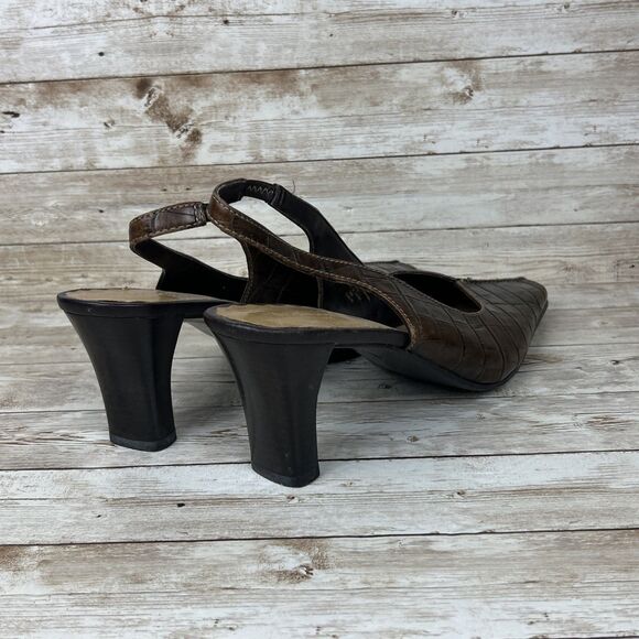 Liz Claiborne Flex Faux Alligator Slingback Womens Heels Size 10M - Picture 4 of 14